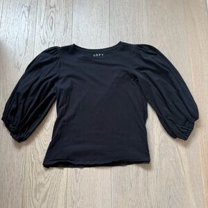 LOFT Women's Black Puff Sleeve Top